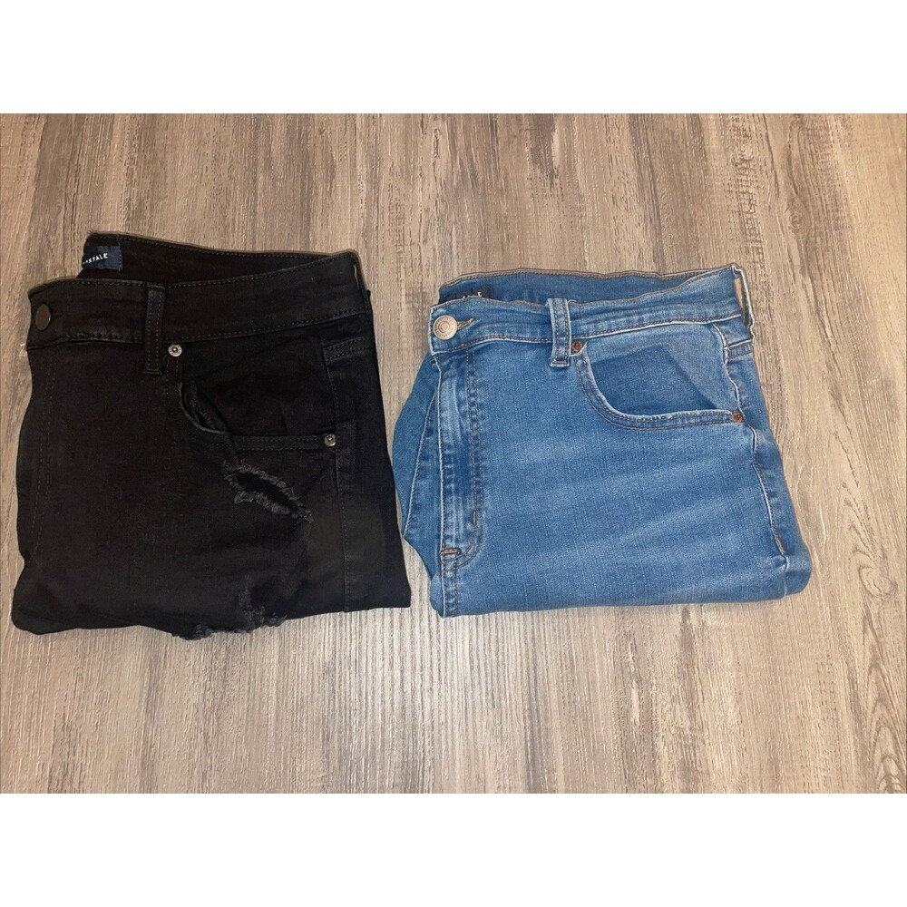 Aeropostale Size 18 R Jeans - 2 Pairs Black (w/holes) & Light Blue